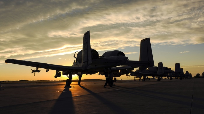 Fairchild A, 10 Thunderbolt II, military aircraft, aircraft, sunset