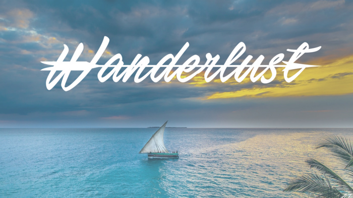 yacht, ship, text, landscape, clouds, sunset