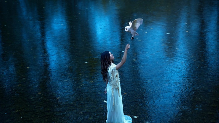 fantasy art, birds, girl, model