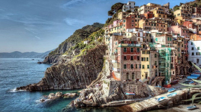 water, house, city, landscape, Italy, building