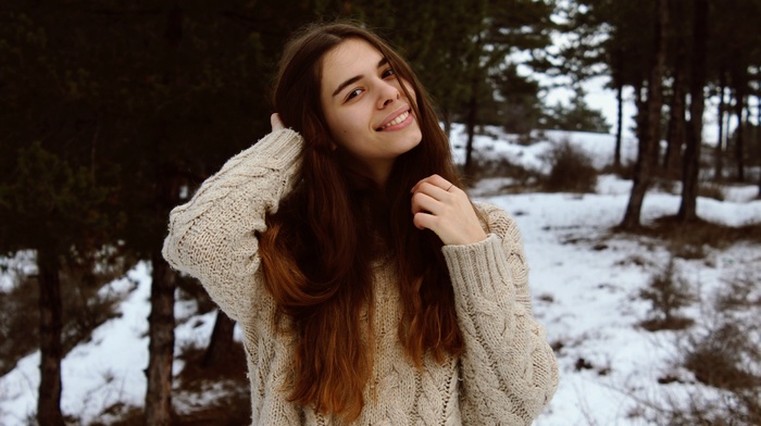 smiling, snow, long hair, winter, Cure Girl