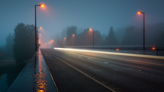 urban, long exposure, mist, road, photography, bridge, rain