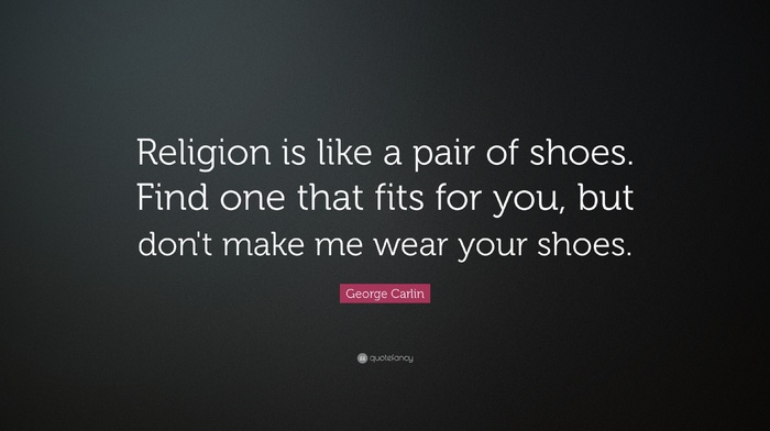 religion, simple background, quote, George Carlin, shoes, inspirational, text, simple