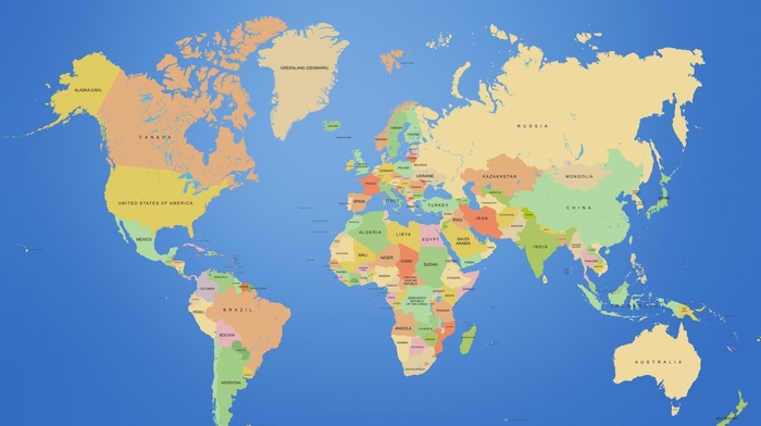 continents, world map, map