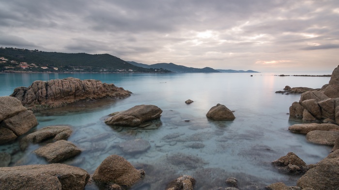 sea, long exposure, rock