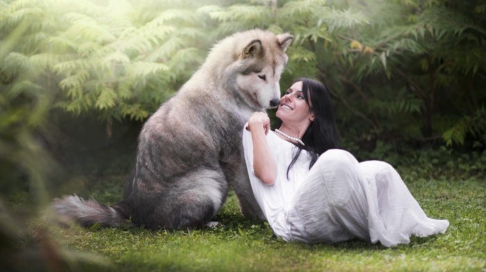 model, girl outdoors, animals, dog, girl