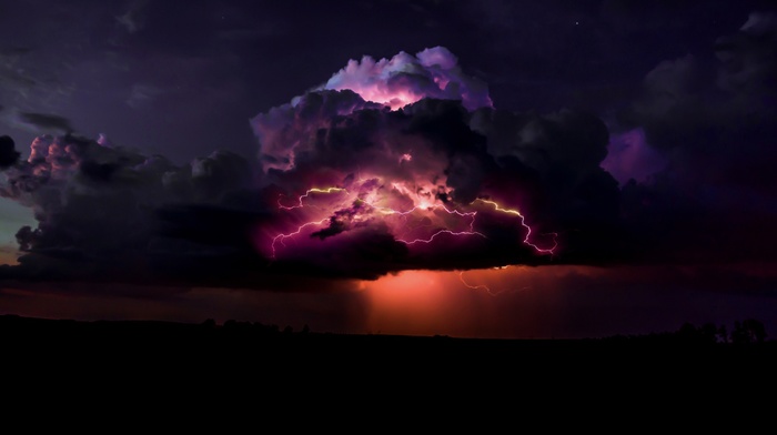 night, digital art, clouds, storm