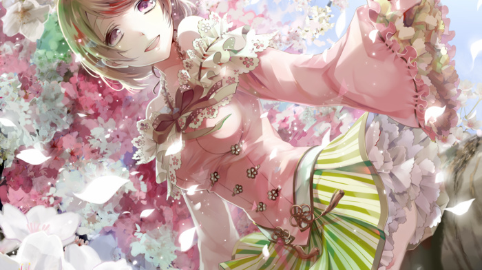 anime, cherry blossom, anime girls, Koizumi Hanayo, Love Live