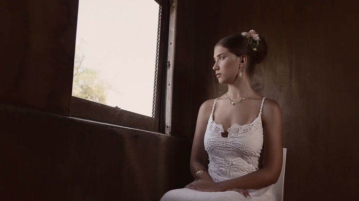 girl, window, sitting