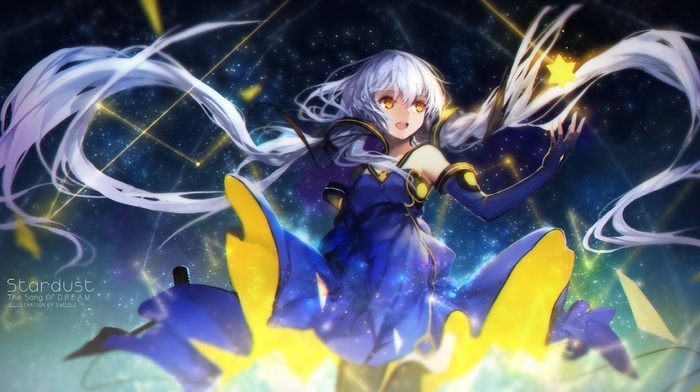 Vocaloid, swd3e2, yellow eyes, stars, Xingchen, twintails