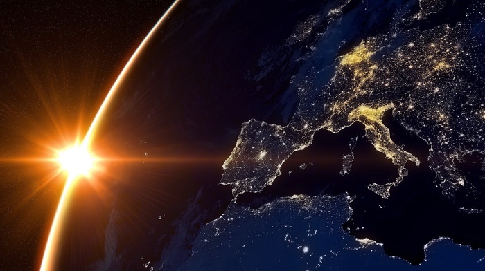 Europe, Earth, planet, lights