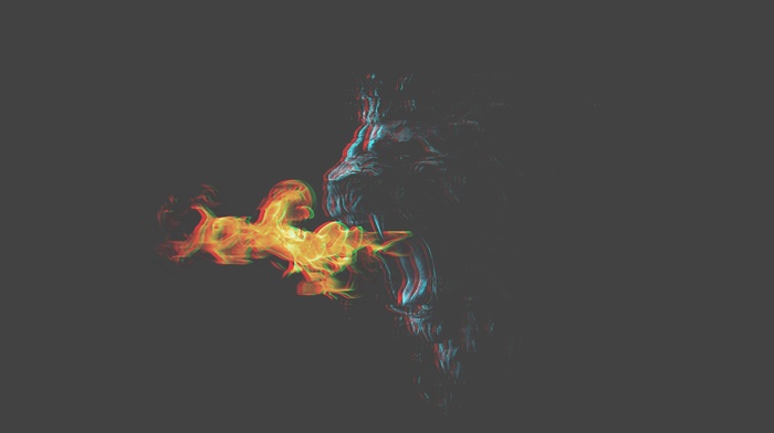 lion, 3D, fire