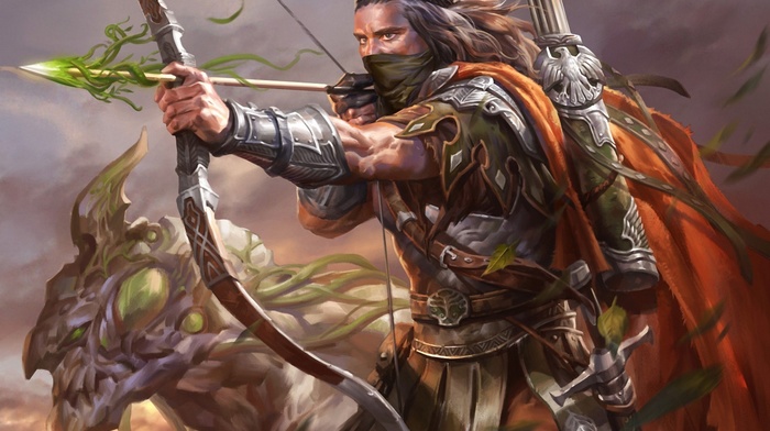 warrior, fantasy art, artwork, armor, Legend of the Cryptids, Archer, arrows