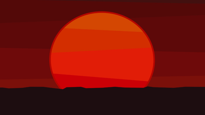 sunset, minimalism, drawing, orange