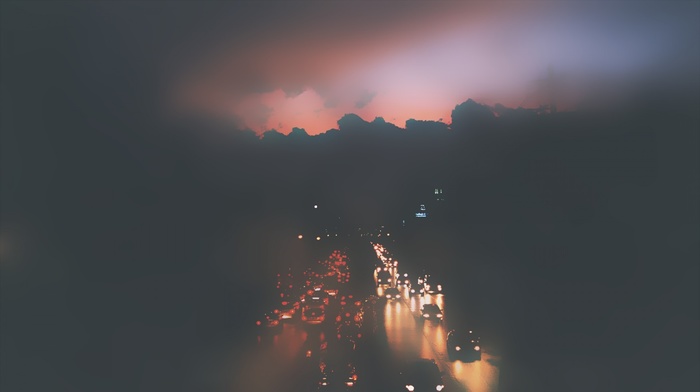 road, urban, traffic, mist, photography