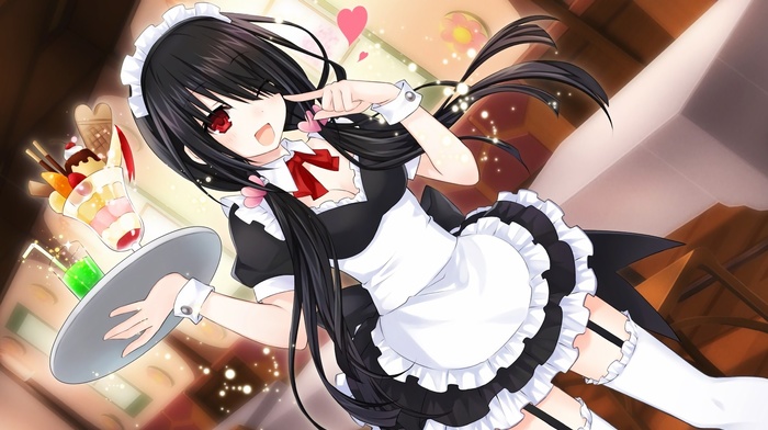 Date A Live, anime, Tokisaki Kurumi, anime girls, maid outfit