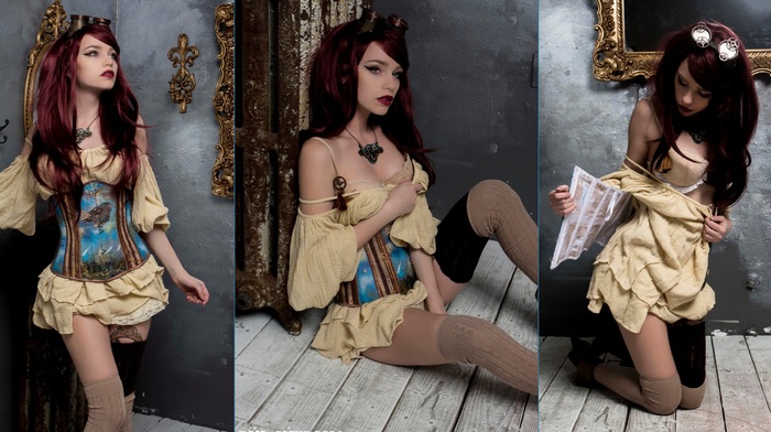 steampunk, girl, collage, Katrina Wilkinson, model