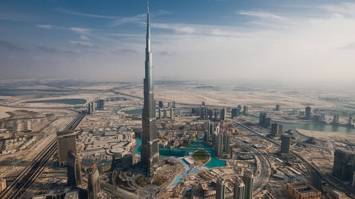 city, building, architecture, Sunny, sky, road, Dubai, Burj Khalifa