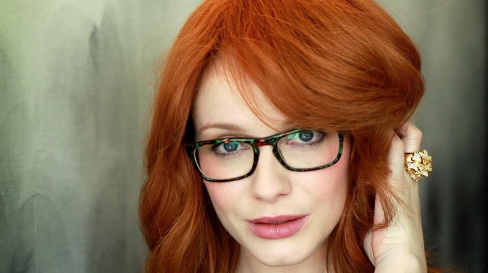 Christina Hendricks, closeup, girl with glasses, redhead