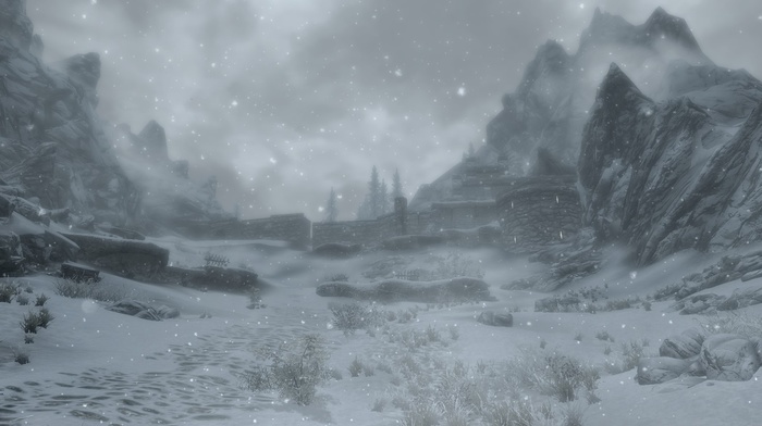 mountains, Fort, landscape, the elder scrolls v skyrim, snow, winter