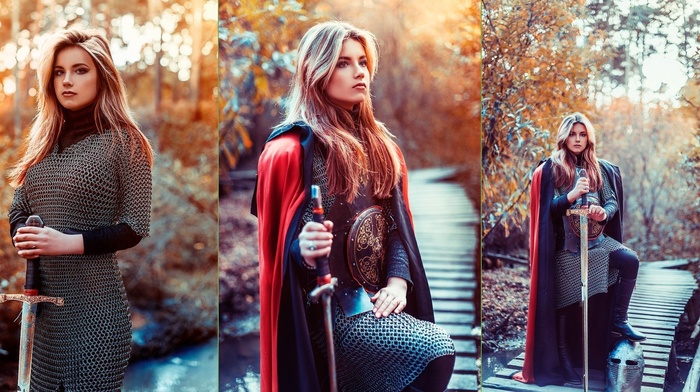 sword, model, girl outdoors, girl