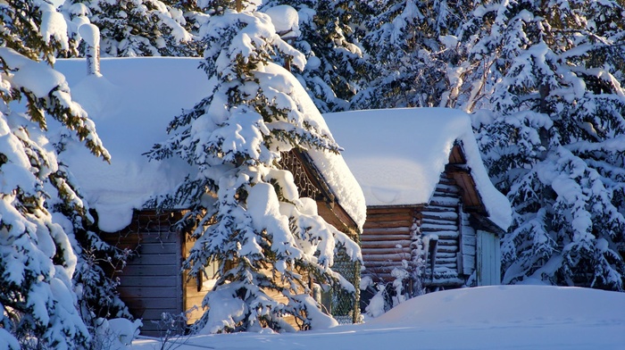 hut, snow, seasons, winter