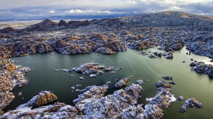 landscape, snow, nature, lake