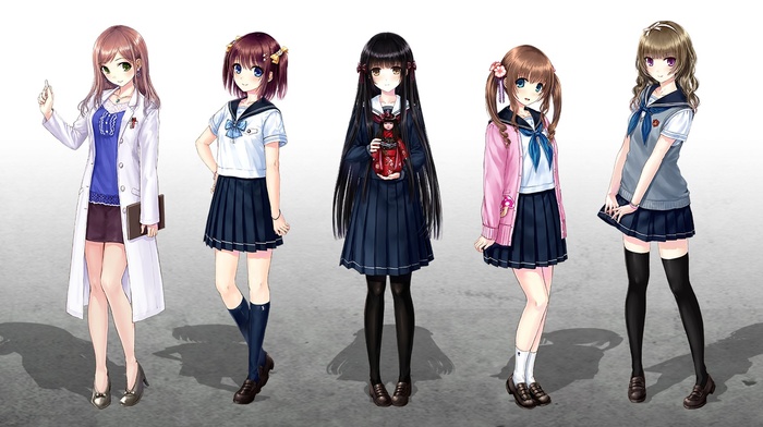 anime, school uniform, original characters, anime girls