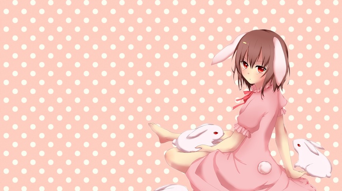 Inaba Tewi, anime girls, red eyes, bunny ears, anime, touhou, rabbits