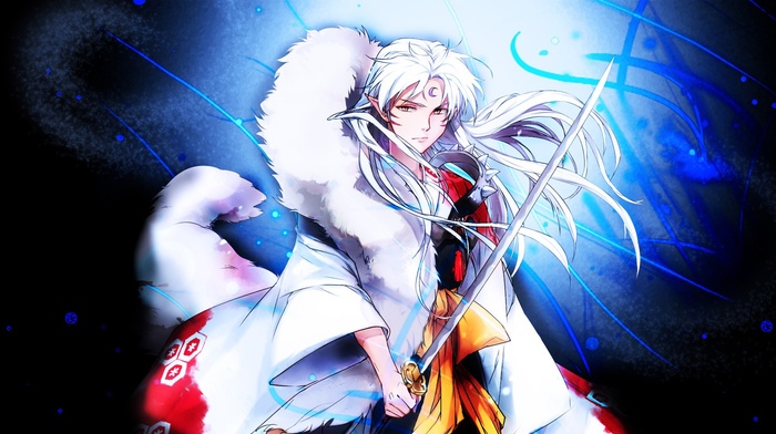 Sesshomaru, sword, Inuyasha, anime, white hair