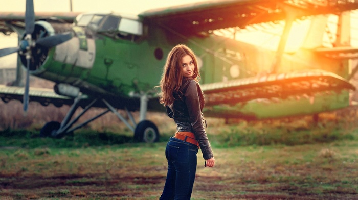 girl, Antonov An, 2, aircraft, girl outdoors, model
