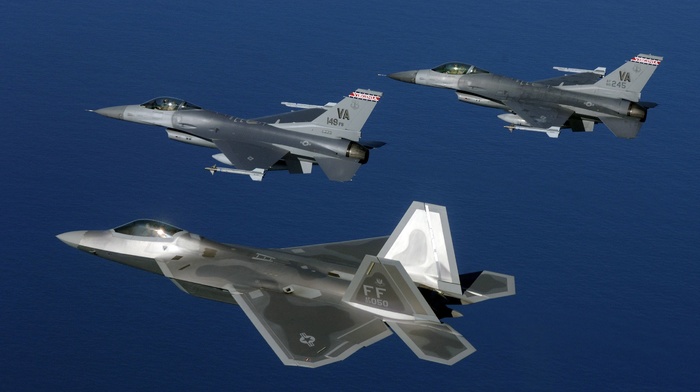 military aircraft, aircraft, f, 22 Raptor, General Dynamics F, 16 Fighting Falcon