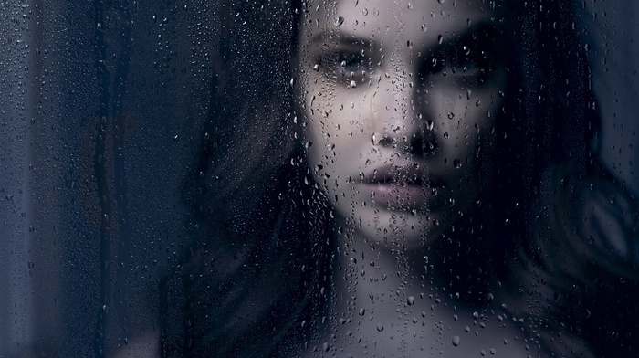 glass, brunette, water drops, water on glass, girl, Barbara Palvin, looking at viewer, model