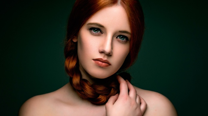 model, portrait, face, redhead, girl