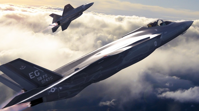 Lockheed Martin F, 35 Lightning II, artwork, military aircraft, US Air Force, aircraft, jet fighter