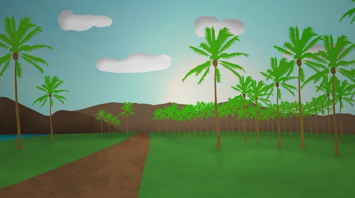 simple, palm trees, landscape