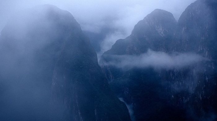 mist, mountains, morning, Peru, nature, Machu Picchu, landscape, blue