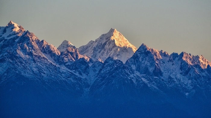 sunlight, snowy peak, landscape, Himalayas, summit, mountains, nature, India