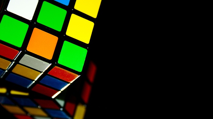 colorful, cube, Rubiks Cube, puzzles, reflection, simple background