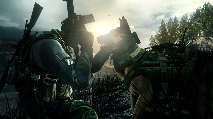 dog, assault rifle, video games, military, gun, soldier, Call of Duty, Call of Duty Ghosts