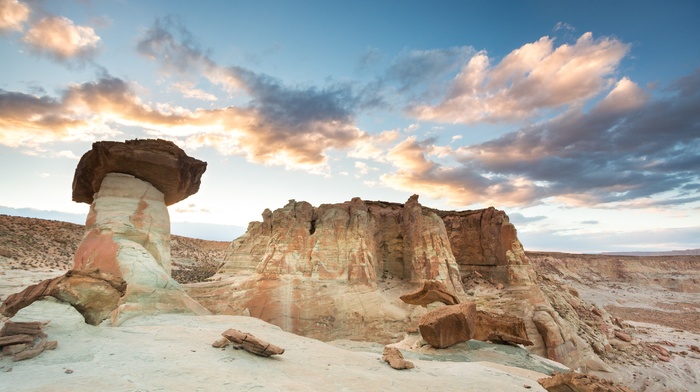 rock, nature, clouds, landscape