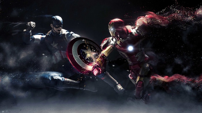 battle, Captain America, Iron Man