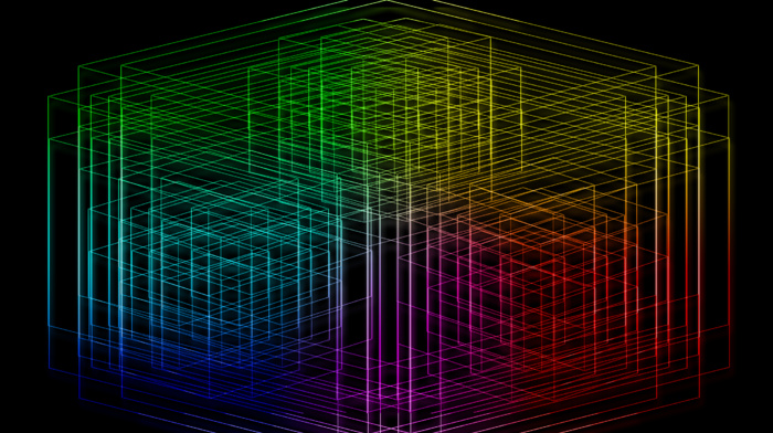 lines, dark, lasers, colorful