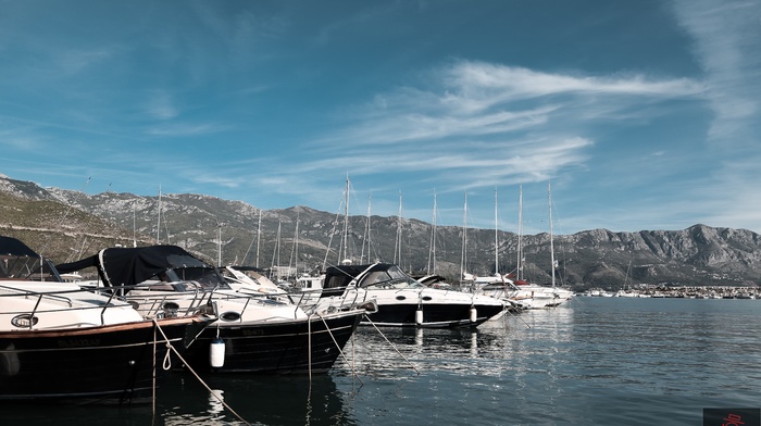 sea, landscape, long exposure, nature, city, yacht