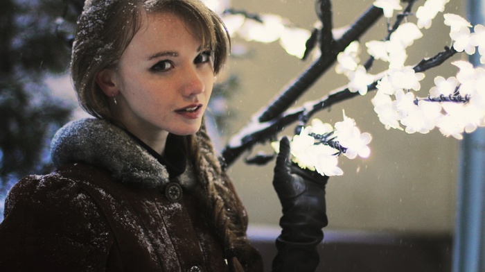 girl, Olesya Kharitonova, model, redhead, snow
