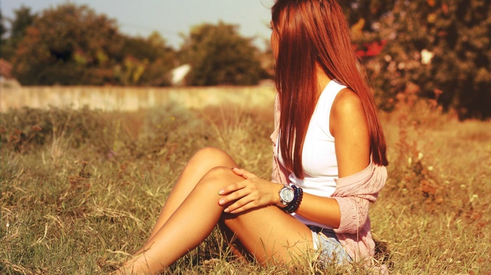 redhead, girl, nature