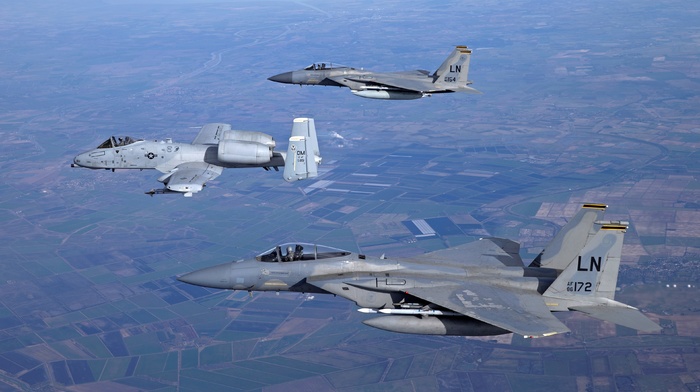 aircraft, McDonnell Douglas F, 15 eagle, Fairchild A, 10 Thunderbolt II, jet fighter, US Air Force, military aircraft