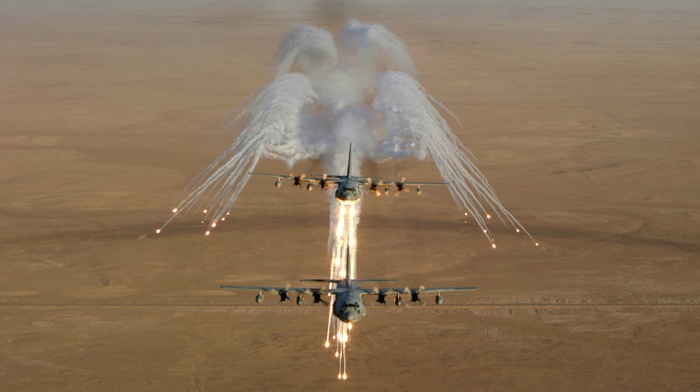 flares, military, Lockheed C, 130 Hercules