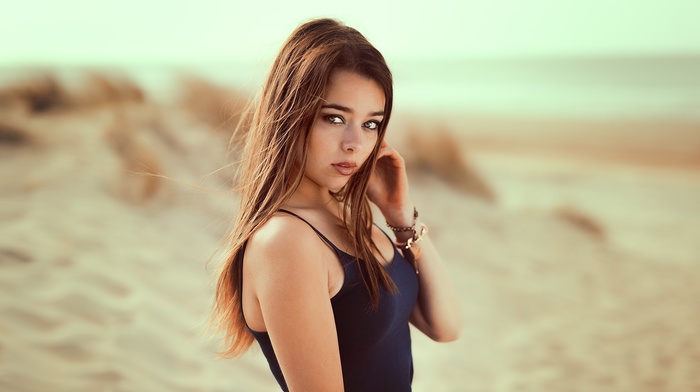 girl outdoors, model, sand, girl, portrait