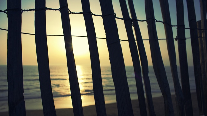 water, beach, photography, sunlight, fence, wood, sea